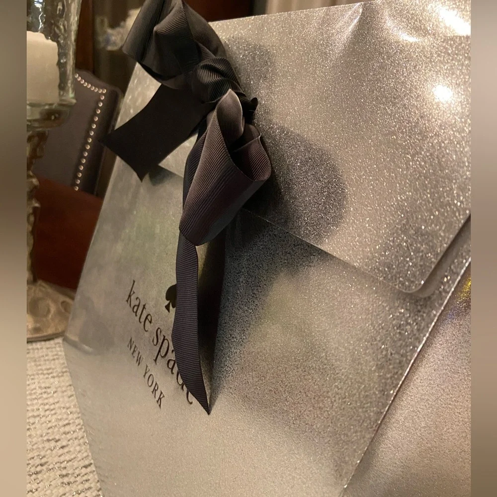SPECIAL EDITION - New! Kate spade gift bag + tissue Sparkling silver bag, ribbon